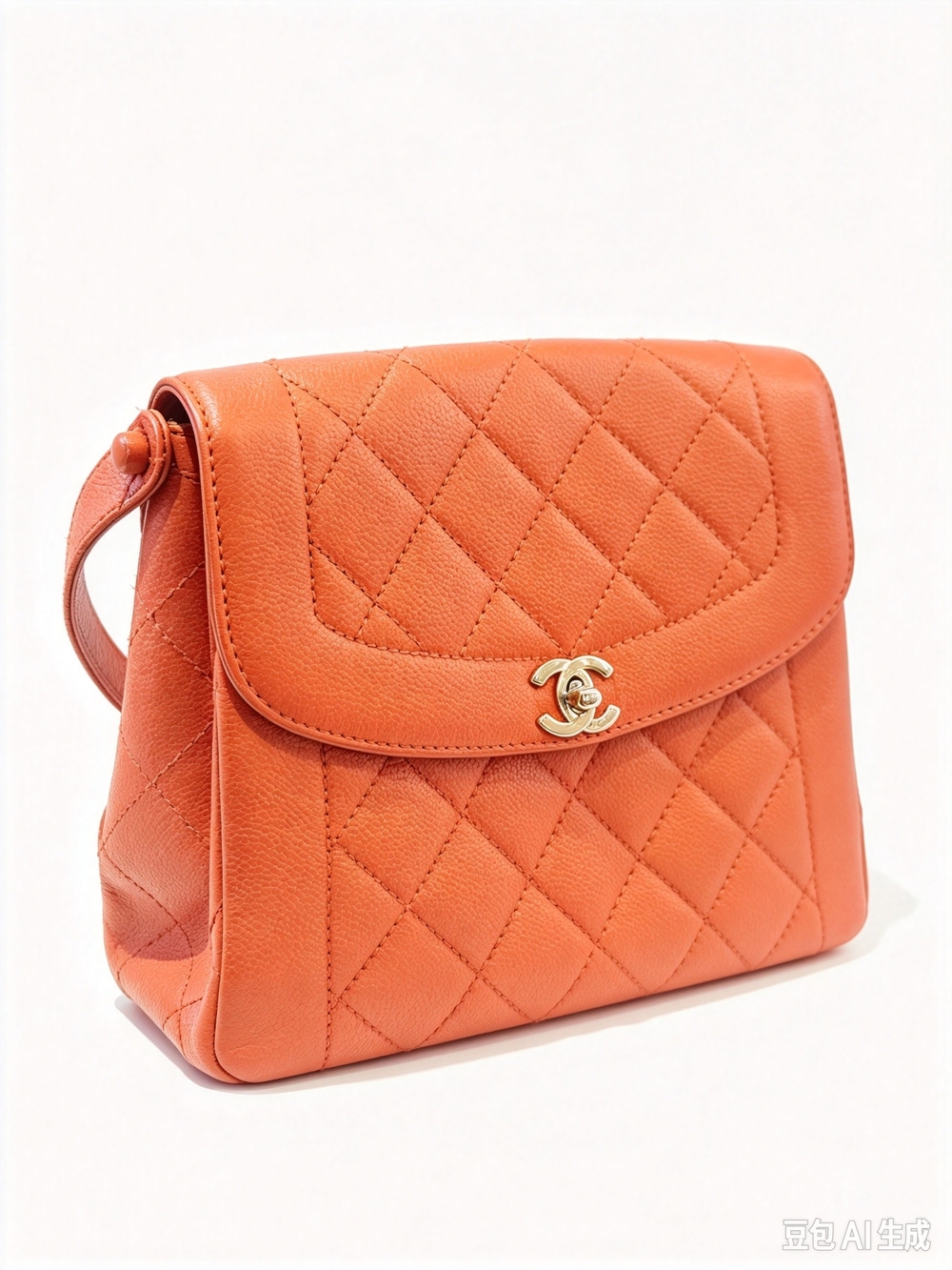 Chanel Quilted Leather Shoulder Bag in Coral